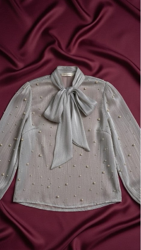 Blouse Satin et perles