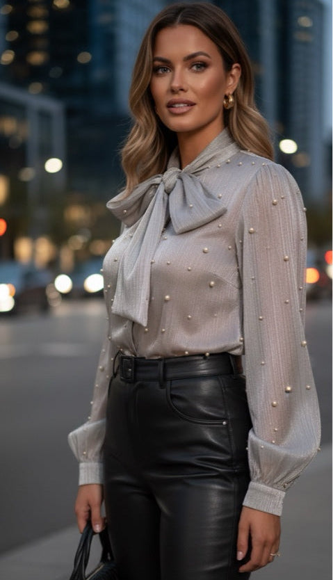 Blouse Satin et perles