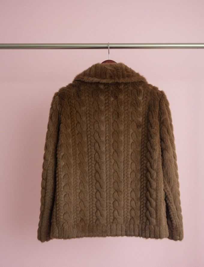 Manteau cosy en fausse fourrure – Coffee